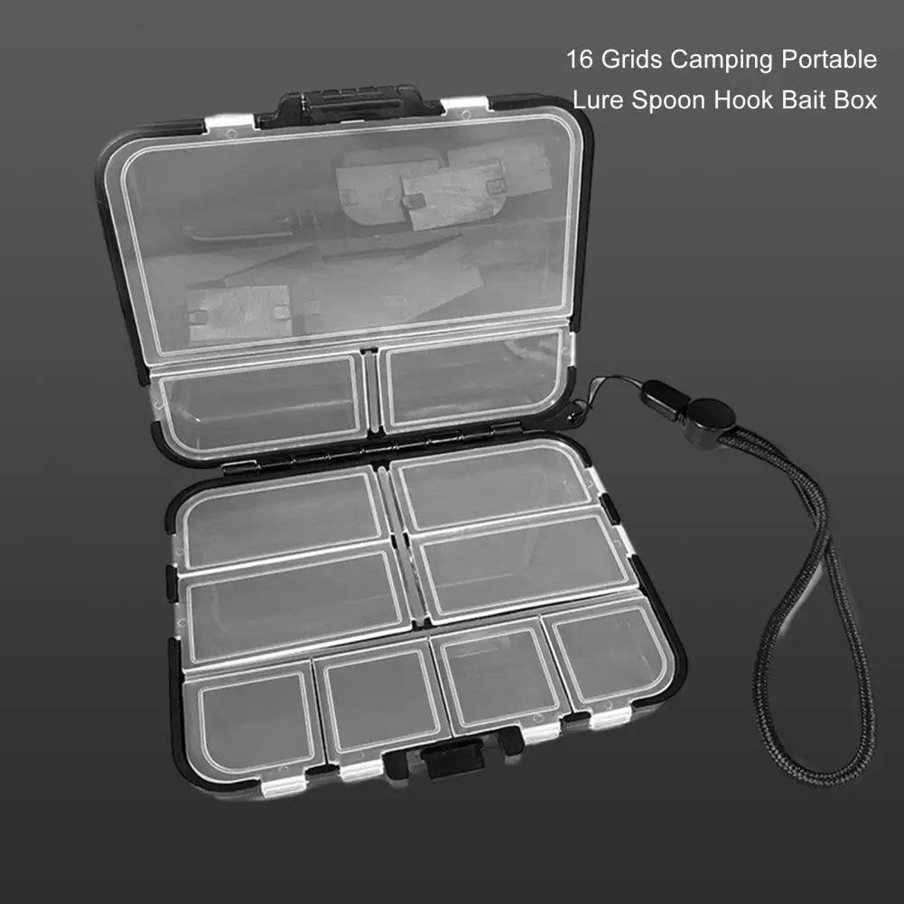 

Fish Bait Box Exquisite Snap Buckle Double Layers 16 Grids Camping Portable Lure Spoon Hook Bait Box Angling Accessories