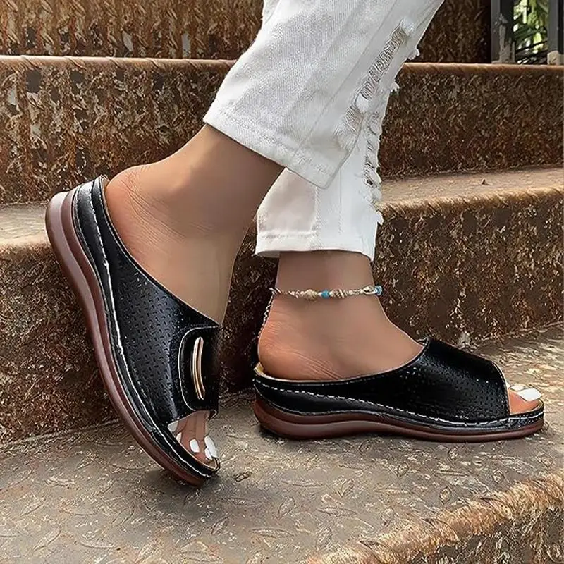 Zapatillas de cuña cómodas para mujer, sandalias ortopédicas informales suaves y transpirables con punta abierta para corrección de pies para verano