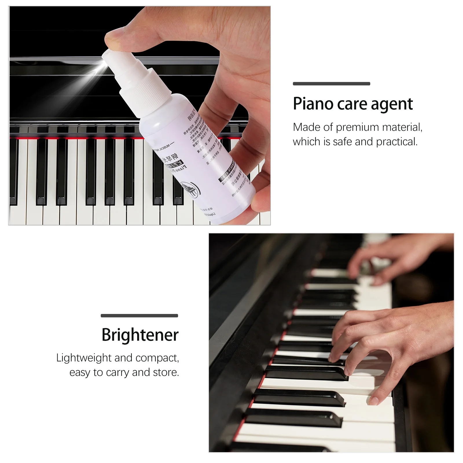 

1Pcs Piano Brightener Professional Key Cleaner 50ml Musical Instrument Care Solution for Piano Guitar Violin Brass Maintenance