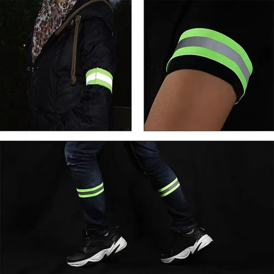 2PCS Running Reflective Arm Bands for Wrist Ankle Leg LED Reflector Armband Night Cycling Safety Light Tape Led Bracelet Strap