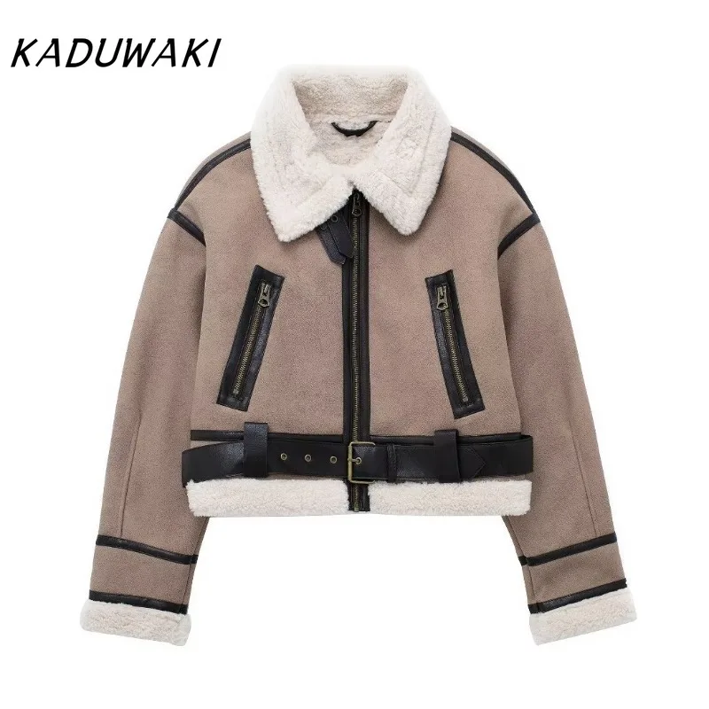 

KADUWAKI European/American Style Women's Stand Collar Double-sided Short Jackets Ladies Korean Version Vintage 2000s Style Coat