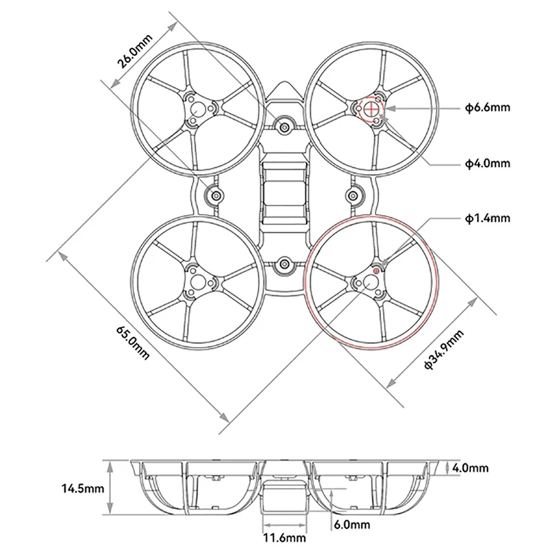 BETAFPV Meteor65 Air Brushless BWhoop 65MM Frame for Meteor65 1S Brushless FPV BWhoop Drone Quadcopter