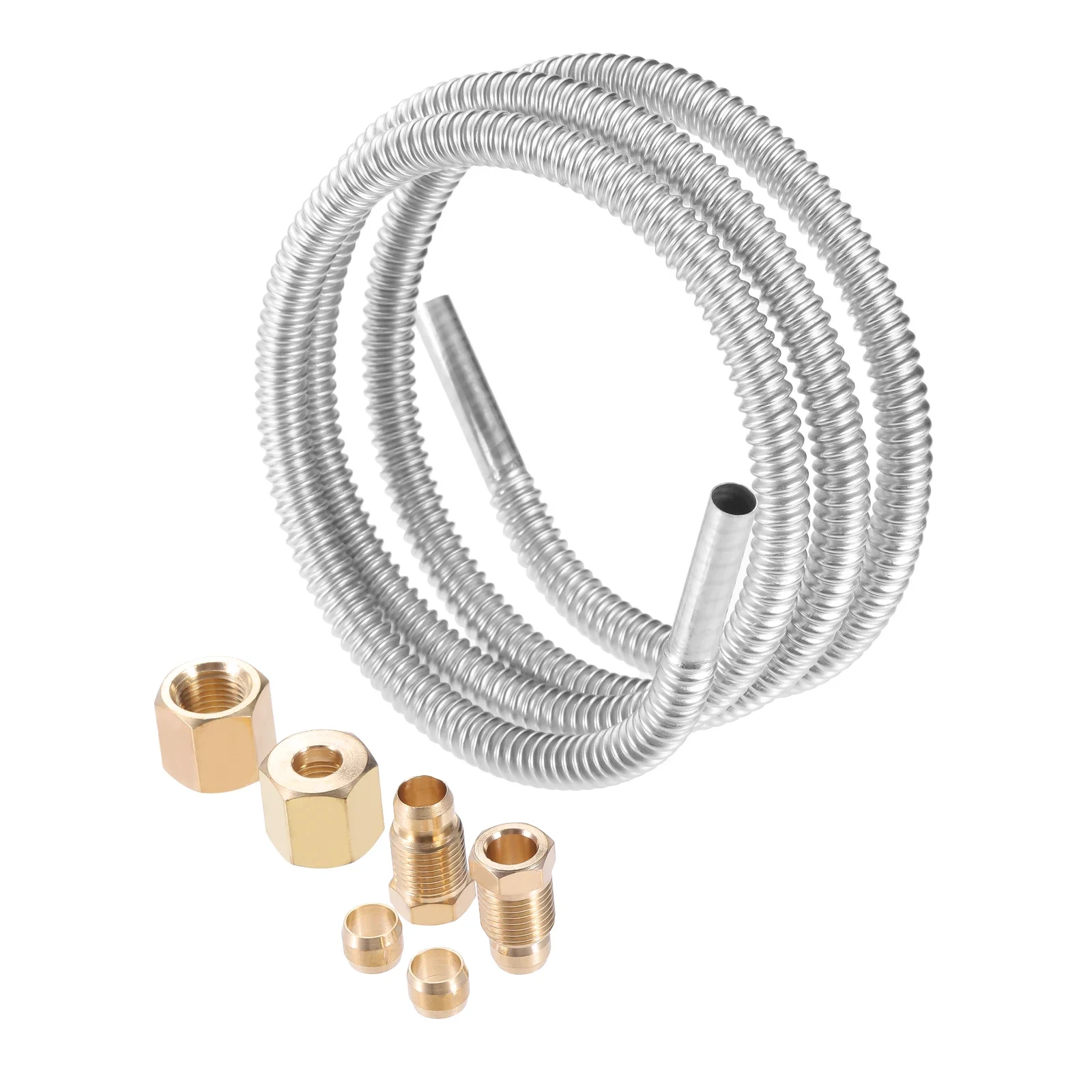 36 Inch 1/4 Inch OD Stainless Steel Flexible Flex Tubing with Compression Fittings M10x1 Male Female Nut for Natural Gas Propane