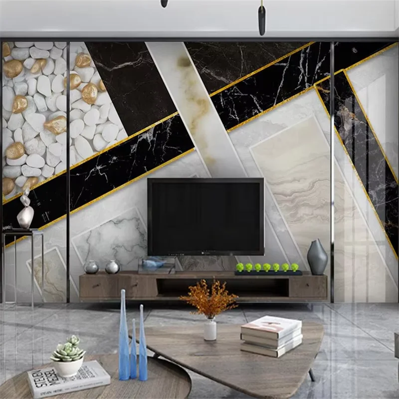 Custom 3D modern minimalist light luxury creative wallpaper abstract geometric marble jazz white background wall decoration обои