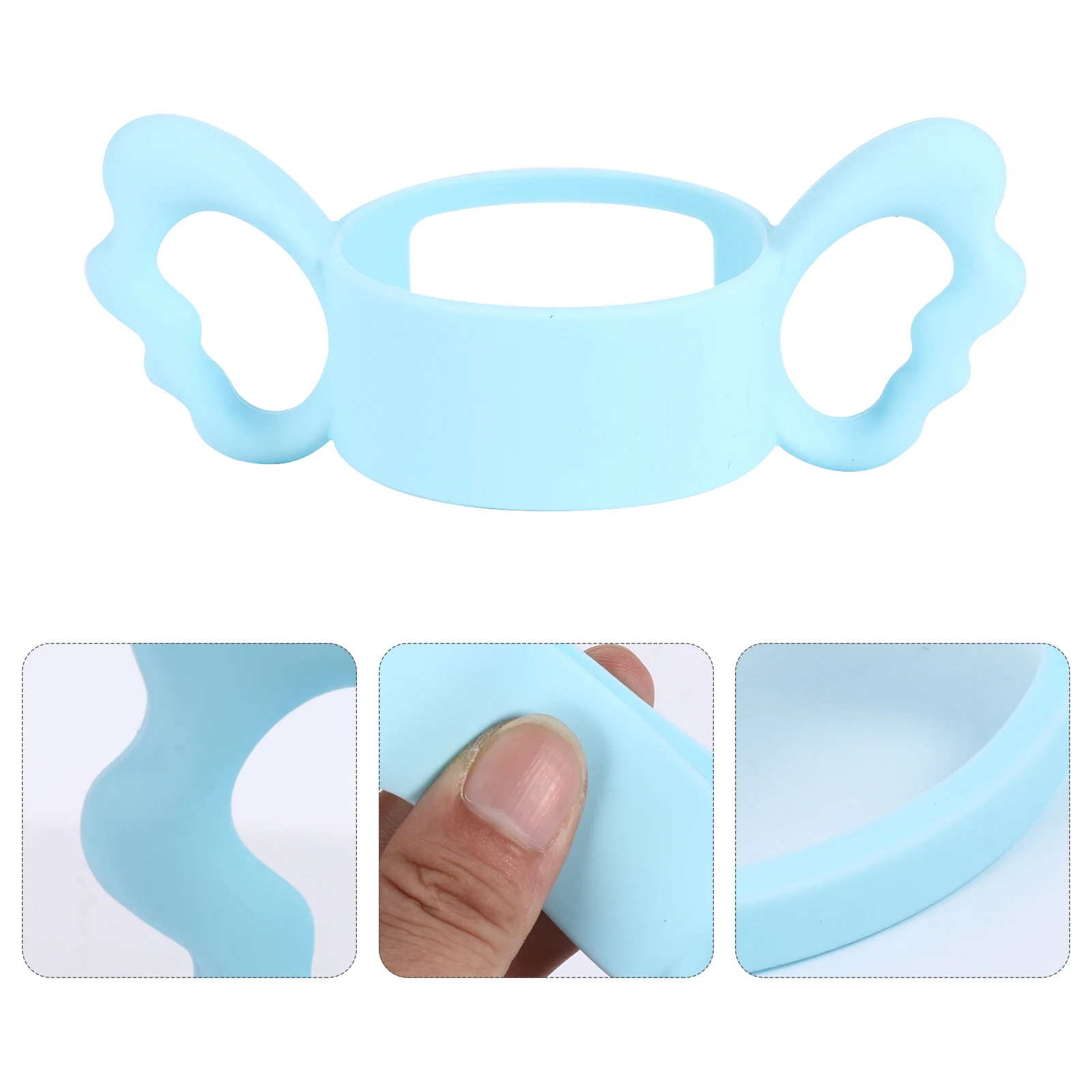 

1pc 6Cm Double Handle Nursing Bottle Feeding Holder Food Grade Silicone High Elastic Feeder Handle For Milk