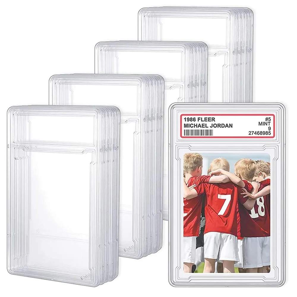 

Держатель для игровых карт, защитные пленки для торговых карт с градуировкой, жесткая пластиковая этикетка, подходящая плита для бейсбола Pokemon, спортивная карта Yugioh