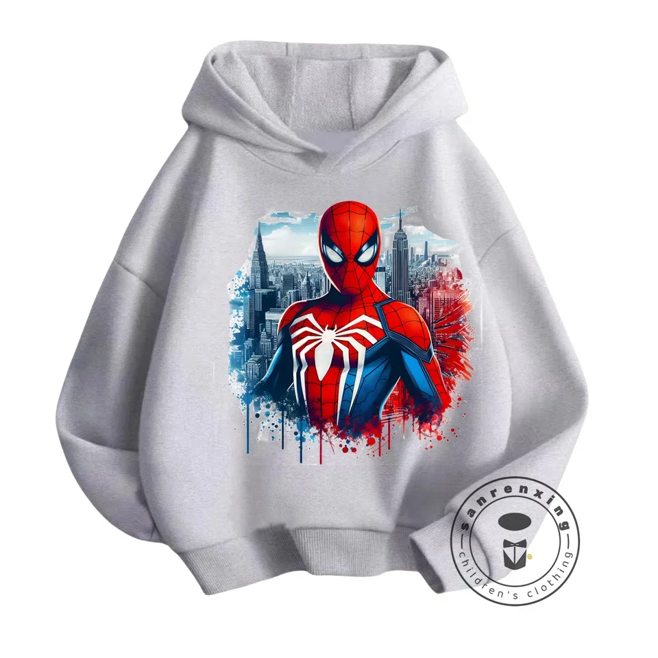 Jump into the Fray with the Avengers Spider-Man Hoodie Ideal Spring Autumn Apparel for Boys Girls with a Cheerful Cartoon Design