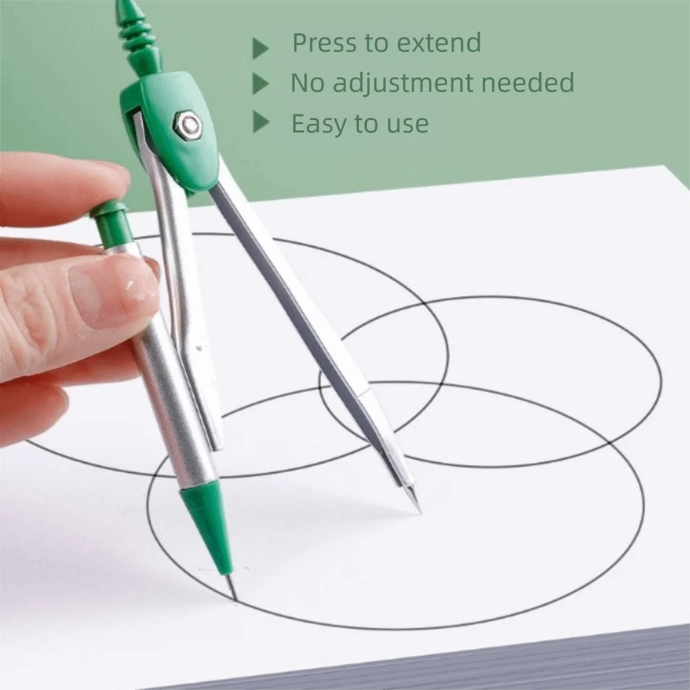 8Pcs/Set Multifunctional Math Geometry Set 0.7mm Erasergraphite Lead Triangle Ruler Ruler Compass Set Metal Box