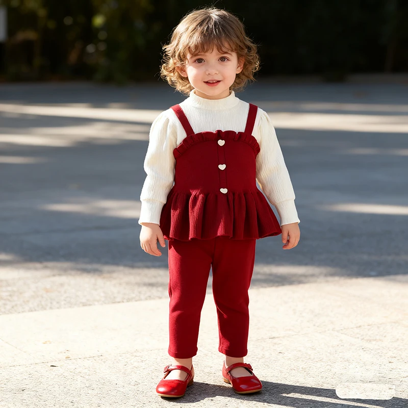 2026 New Spring 2-6Yrs Baby Girl Knitted Clothes Suit Long Sleeved Knitted Pullover Sweater+Pants Kids Clothes Set