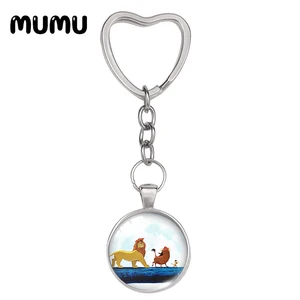 Aslan kral anahtarlık-çocuklar için kalp, Simba ve Nana, anahtarlık, cam kubbe cabochon, hediyeler, takılar, yepyeni, 2024 En iyi 10 ürün anahtarı, rei leao-no. 8