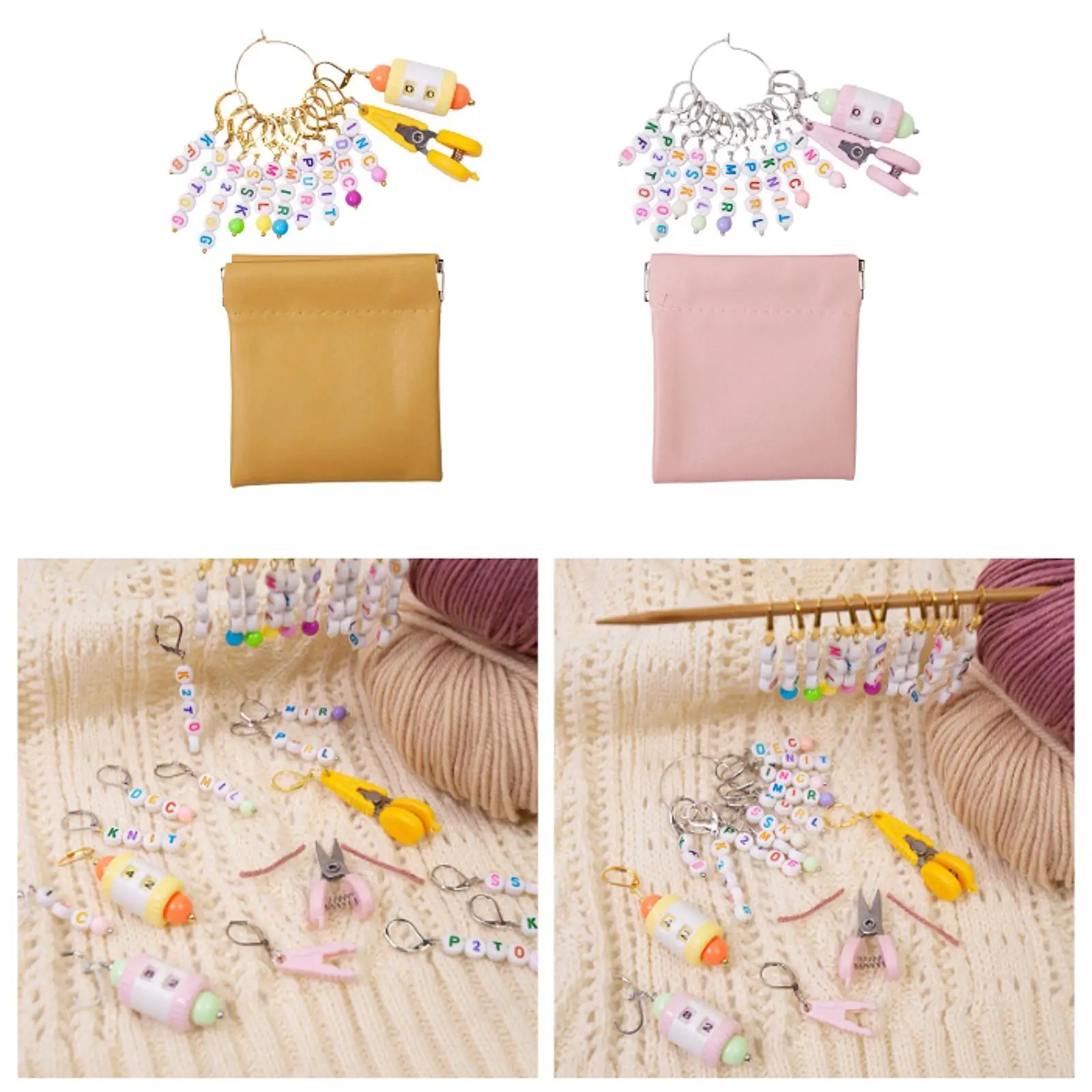 

Letter Stitch Markers with Scissors Handmade for Sewing Crochet Weaving