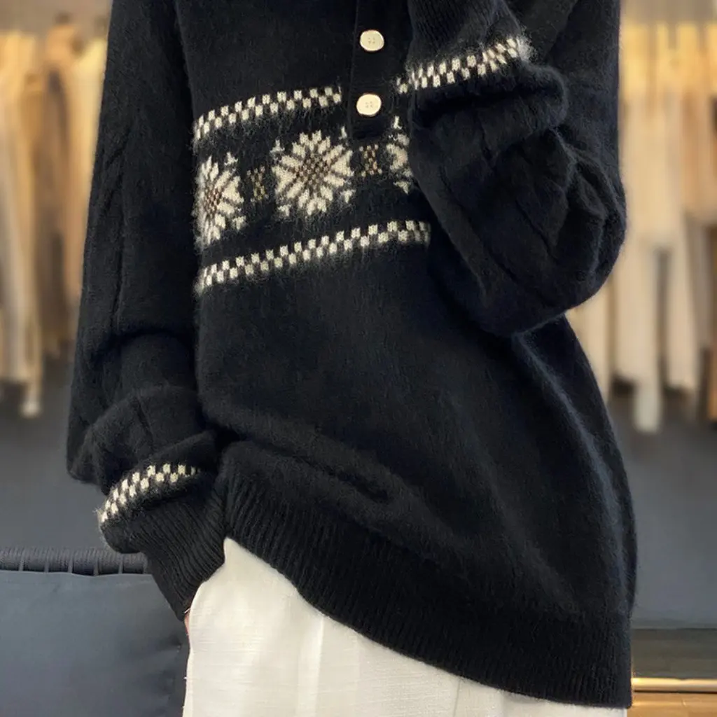 

Women's Polo Collar Wool Sweater Base Shirt Korean Style Autumn Winter Pullover Small Fit New Arrival