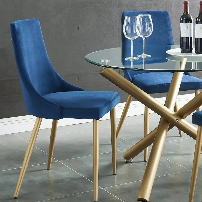 Modern Furniture Classic Style Metal Gold Legs Armchair Upholstered Dining Chair For Dining Room Restaurant