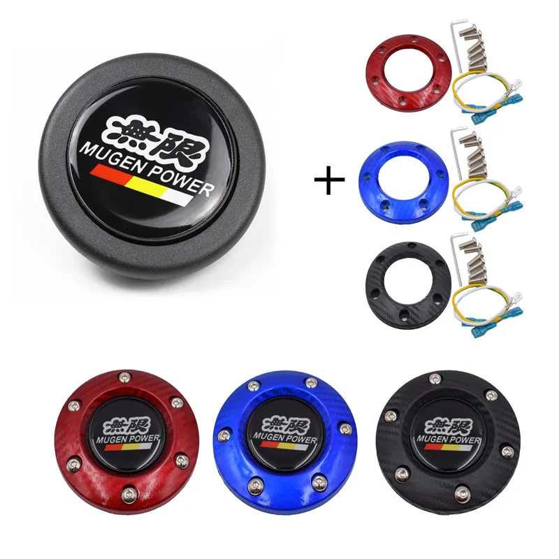 jdm Mugen Power Car Horn Button Sport Steering Wheel Center Cap for universal