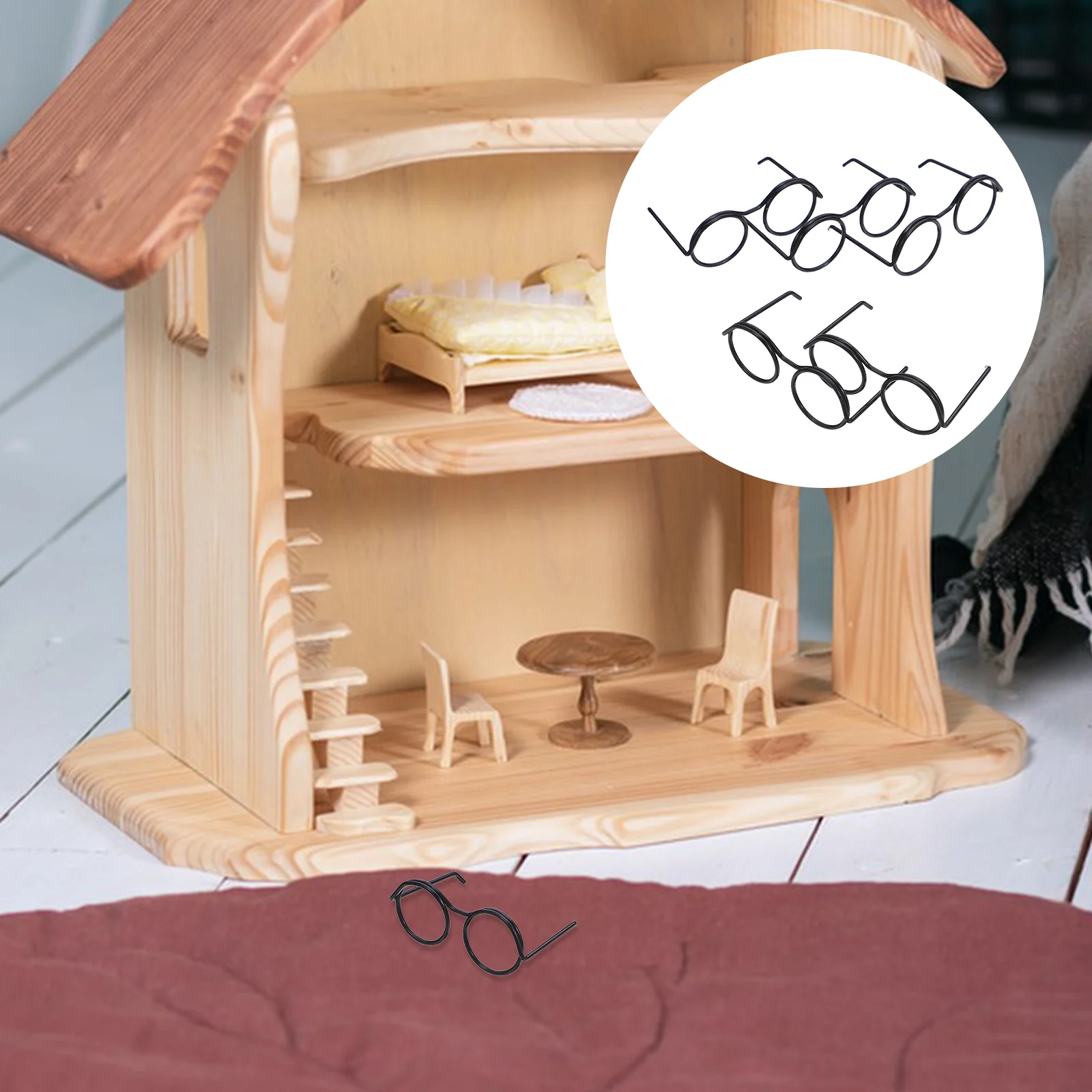 

50 Pcs House Mini Glasses Dollhouse Accessories Picture Frame for Crafts Iron Rims