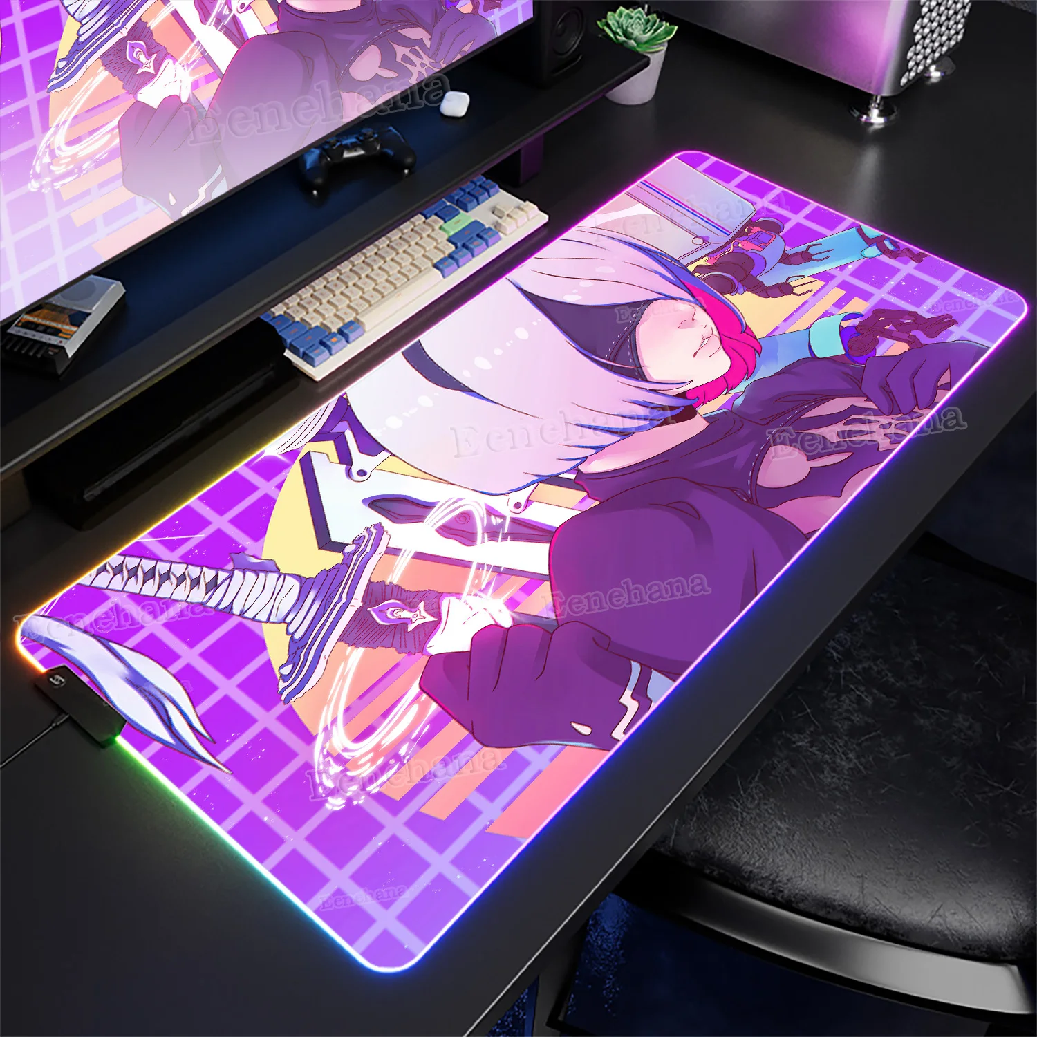 RGB PC Gaming Nier Automata 2b Mouse Pad XXL Luminescence Cool Mousepad Backlight Gamer Large Desk Mat LED Keyboard Light Carpet
