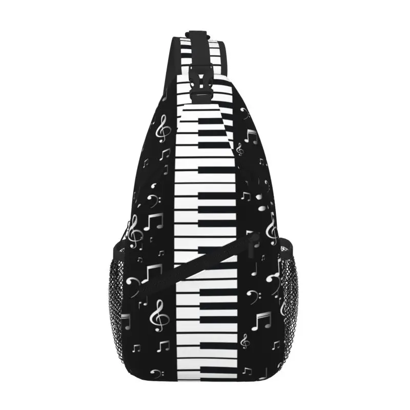 

Piano Keyboard Musical Notes Sling Chest Bag Custom Crossbody Shoulder Backpack for Men Traveling Daypack