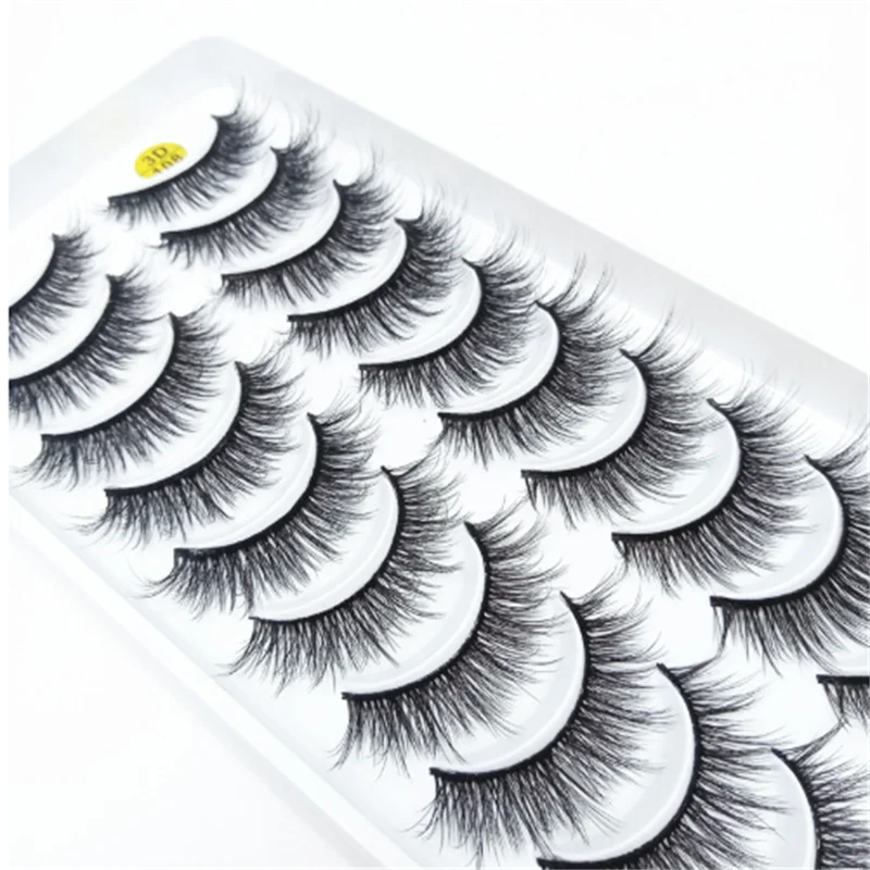 Struttura multistrato Ciglia a coda di occhio allungate Ciglia personalizzate personalizzate in fibra sintetica europea 3D con scatola bianca