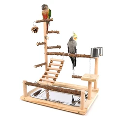 Wooden Bird Perch Stand Parrot Platform Playground Stand Exercise Gym Playstand Ladder Interactive Bird Training DropShipping