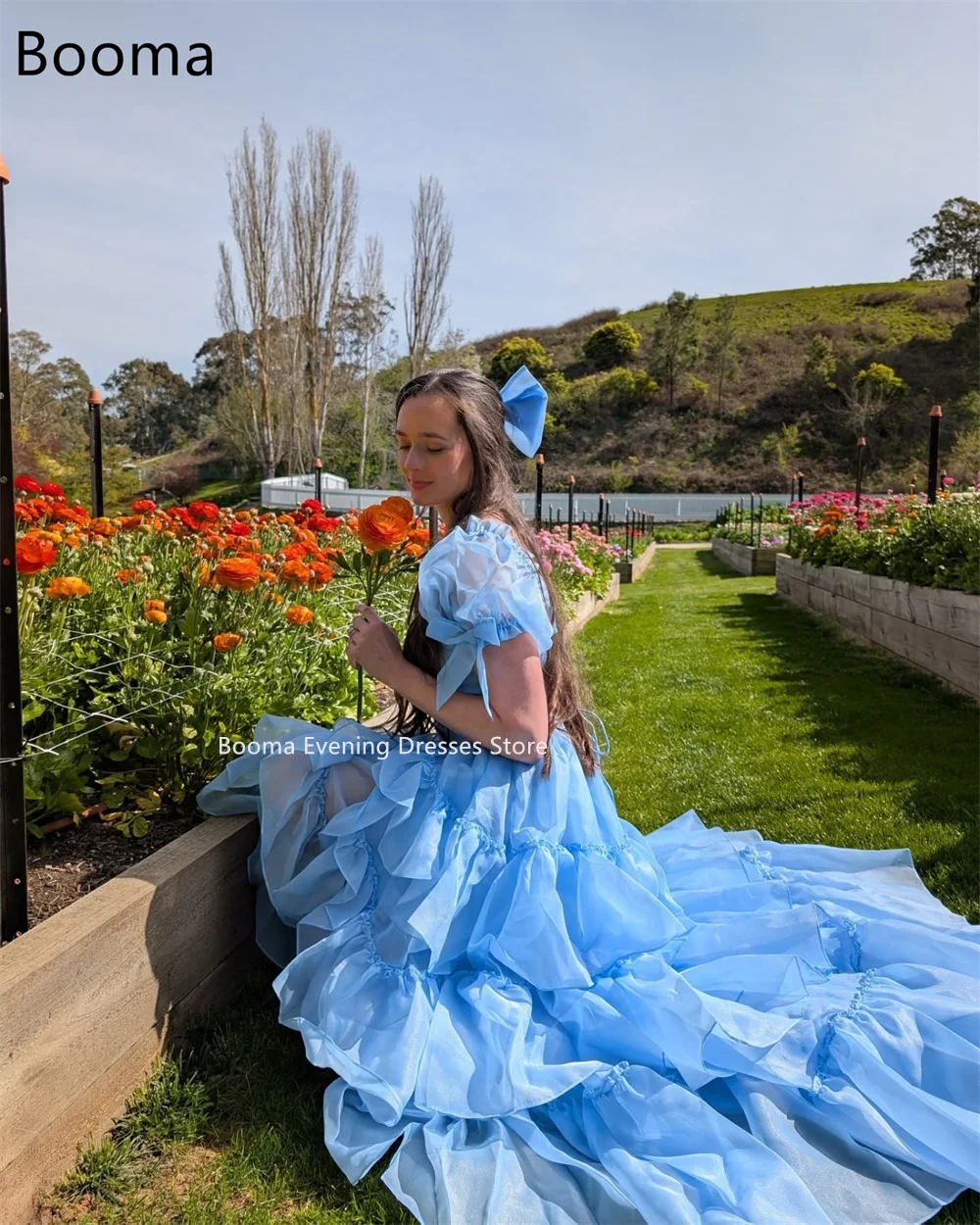 Booma A-lijn Klassieke Bule Avondjurken Formele Partij Jassen voor Vrouwen Lange Plooi Elegante Prom Gown Aanpassen 2025