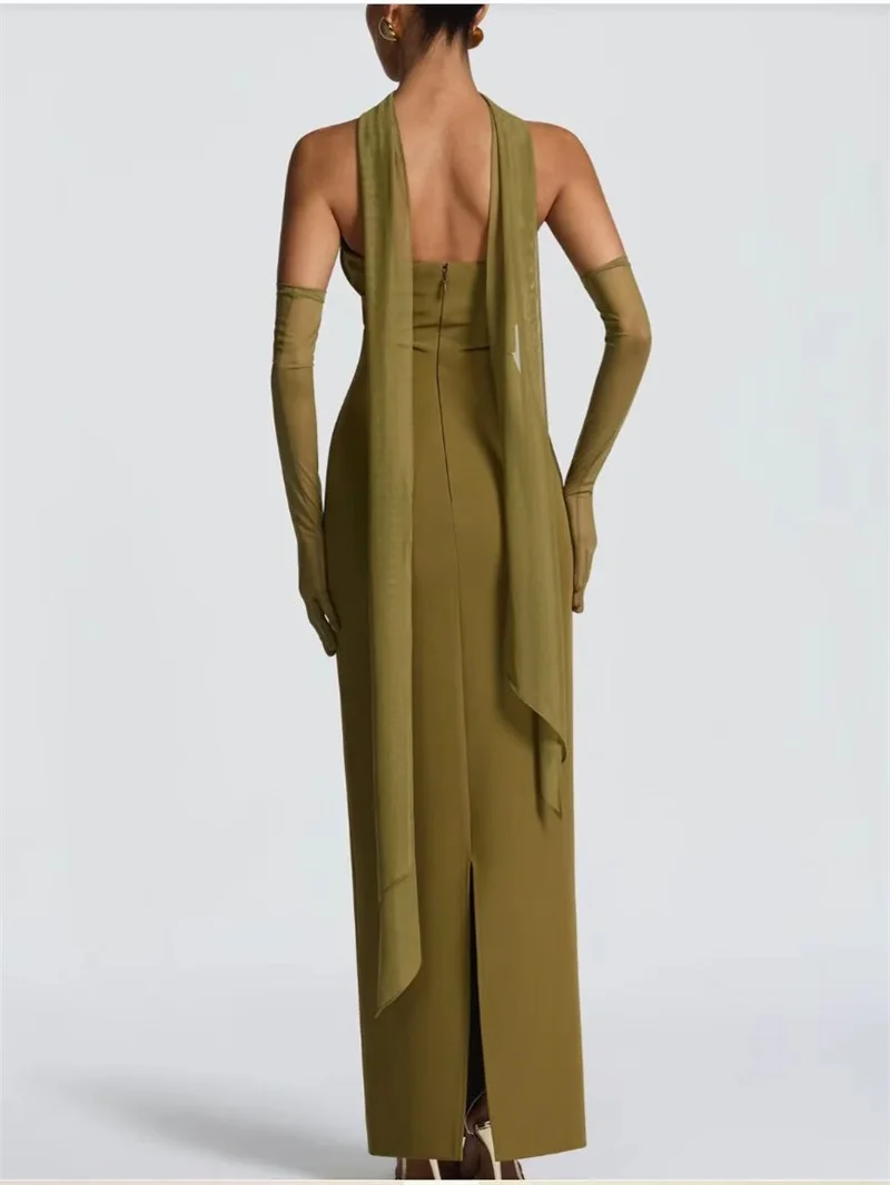 وشاح طويل للحفلات الراقصة، فستان مثير على شكل قلب بدون أكمام، غمد طويل رسمي لحفلات الزفاف، رداء ضيف بسحاب خلفي، فستان زفاف للحفلات المسائية #2