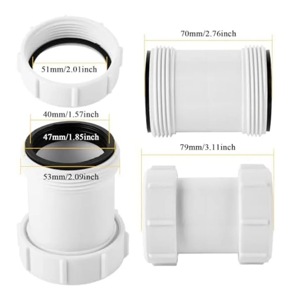 40mm Polypropylene Straight Connector for Waste Pipe Runs Between Fixtures Including Bathtubs Sinks and Shower Trays