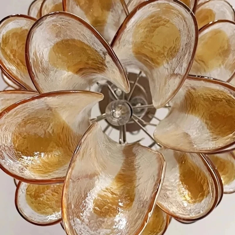 Pink White Large Ceiling Pendant Light Home-appliance High Ceiling Glass Hanging Lamp Lustres Foyer Lighting Extremely Expensive