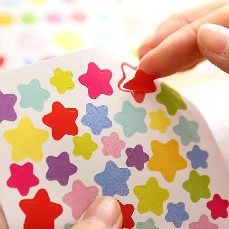 Colorful Sticker Stars Hearts Dots Numbers Letters Self-Adhesive Stickers Planner Scrapbooking Journal Notebook Decoration TMZ
