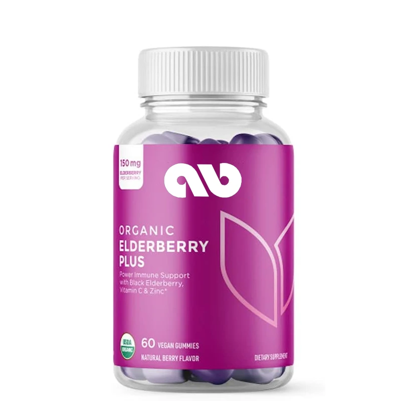 

Organic elderberry with gummies, organic black elderberry containing zinc and vitamin C, 60 vegetarian gummies