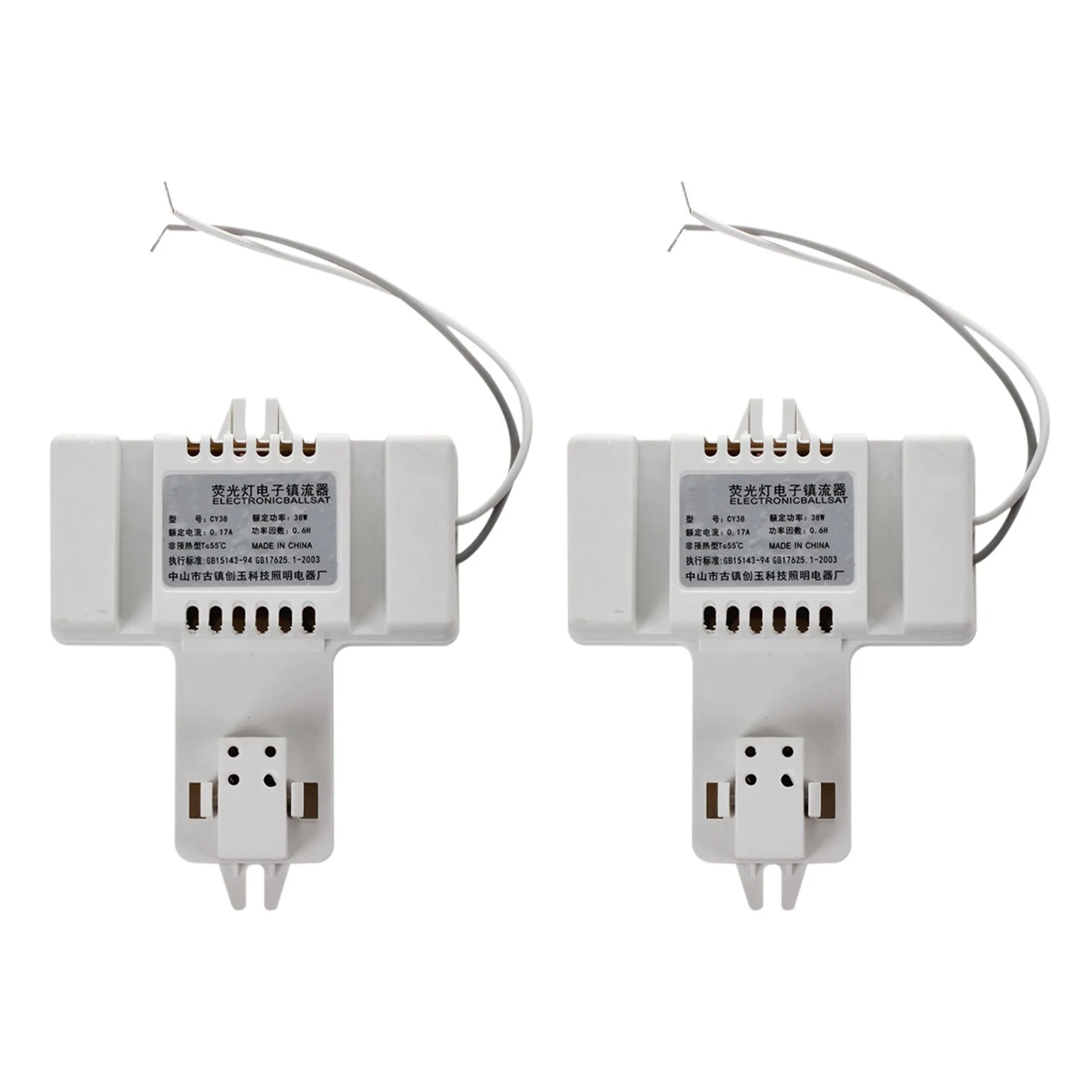 B04B-2X White Plastic Shell 4 Pin 2D Tube Bulb Fluorescent Ballast AC 220V 0.19A 38W