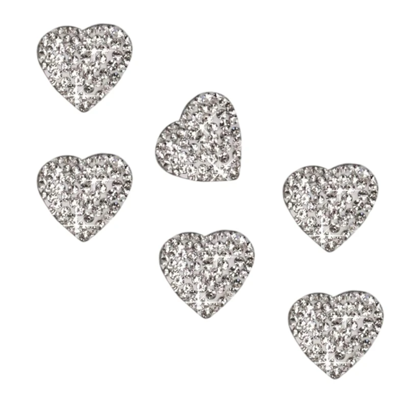 Pack Of 6 Bling Crystal Heart Car Interior Stickers Styling for Stylish Decors Drop shipping