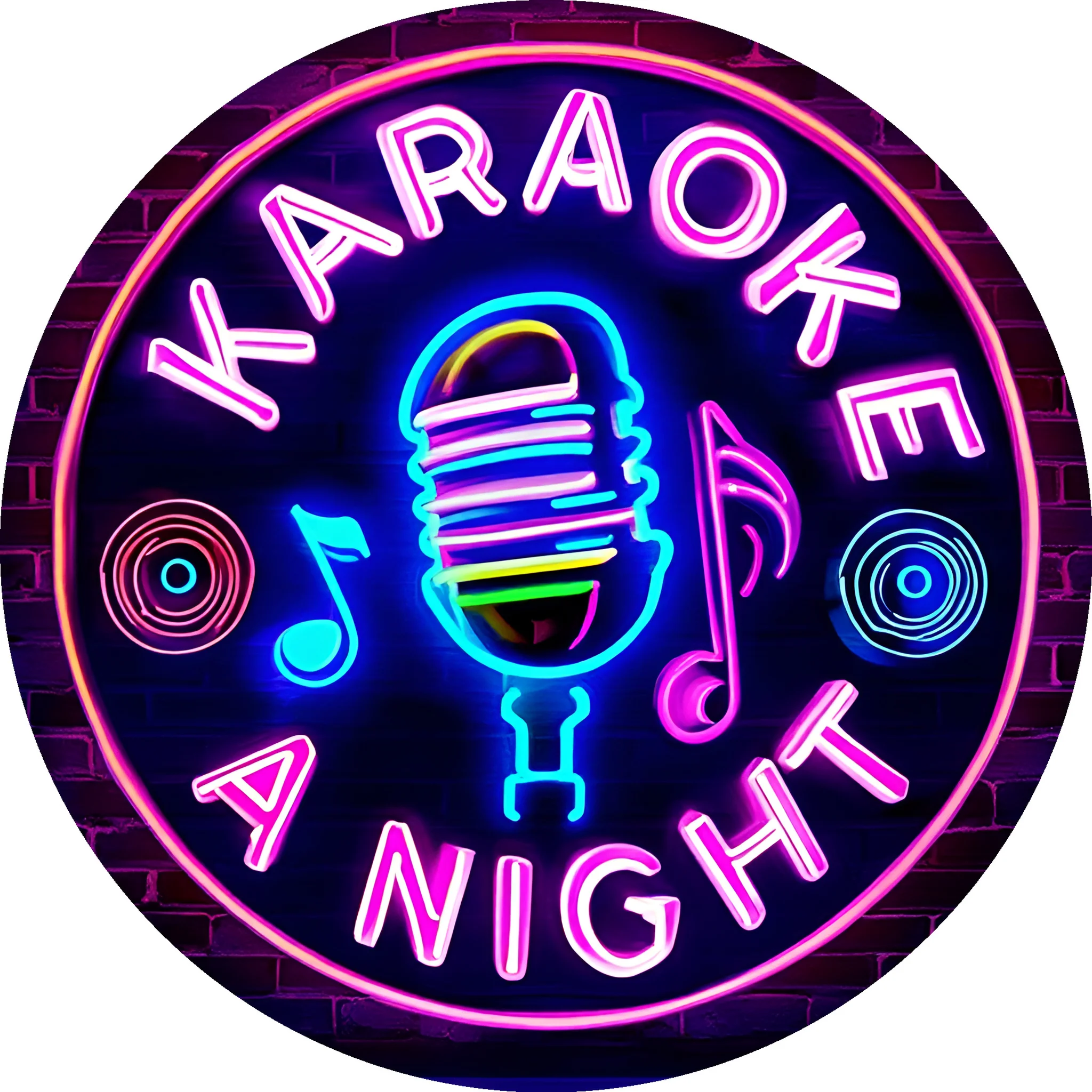 2D Flat - 1pc Vintage Karaoke Night Neon Sign Featuring a Microphone, Measuring 8.0X8.0 inch, Perfect for Wall Art And Retro Dec