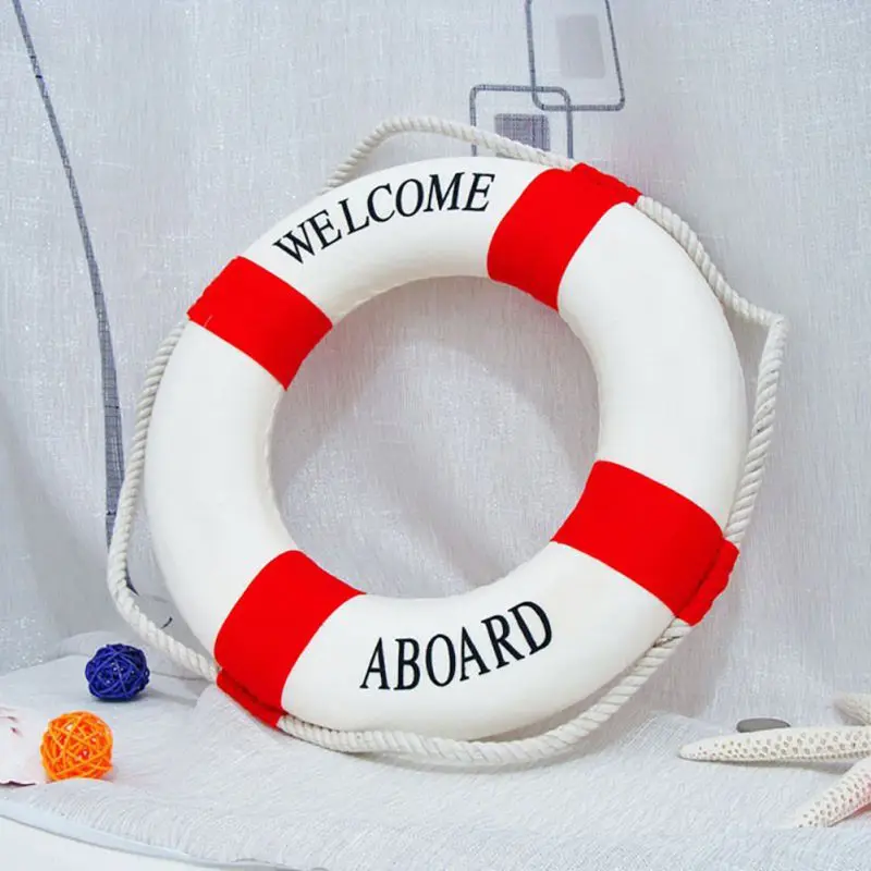 Nautical Life Ring Buoy Welcome Aboard Cloth Decorative Home Wall Hanging Decor Ornament Mediterranean Style Home Decoration