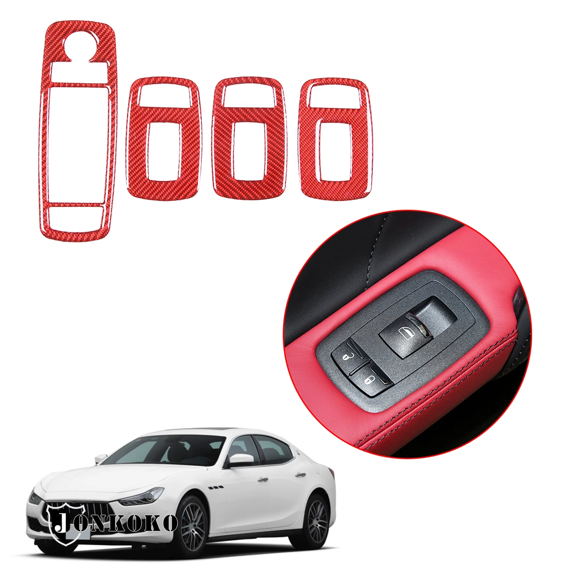 

For Maserati Ghibli 2014-2022 Real Carbon Fiber Car Window Lift Button Frame Cover Trim Sticker Car Styling Accessories