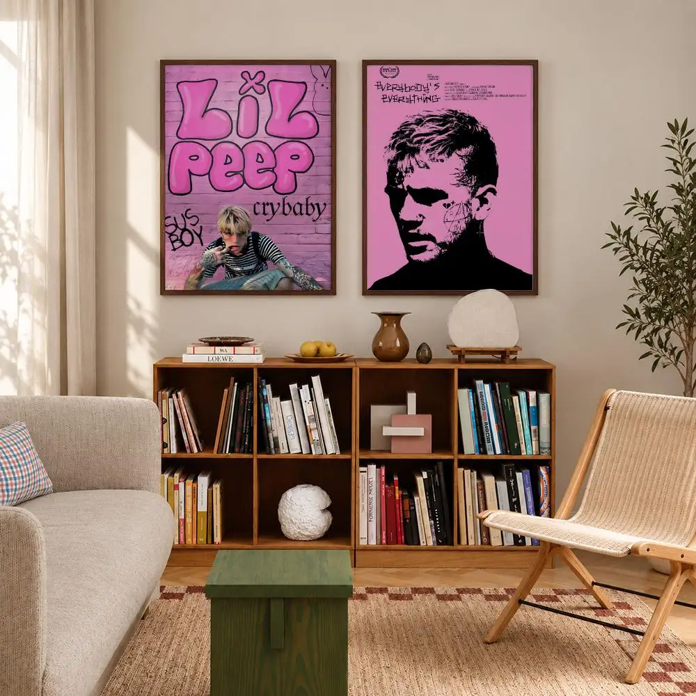 Rapper Lil Peep Poster Self-adhesive Waterproof Paper Sticker Art Coffee House Bar Room Wall Decor
