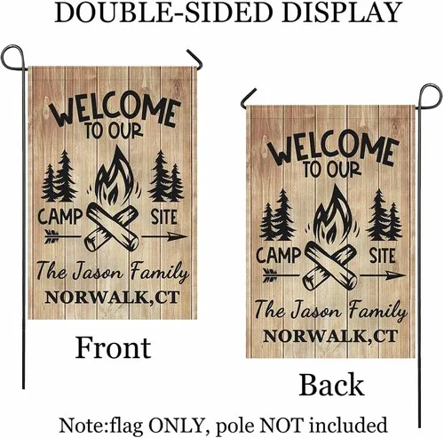 Custom Camping Camper Flag, Personalized Garden Flag with Text Welcome, 12x18 XXQ
