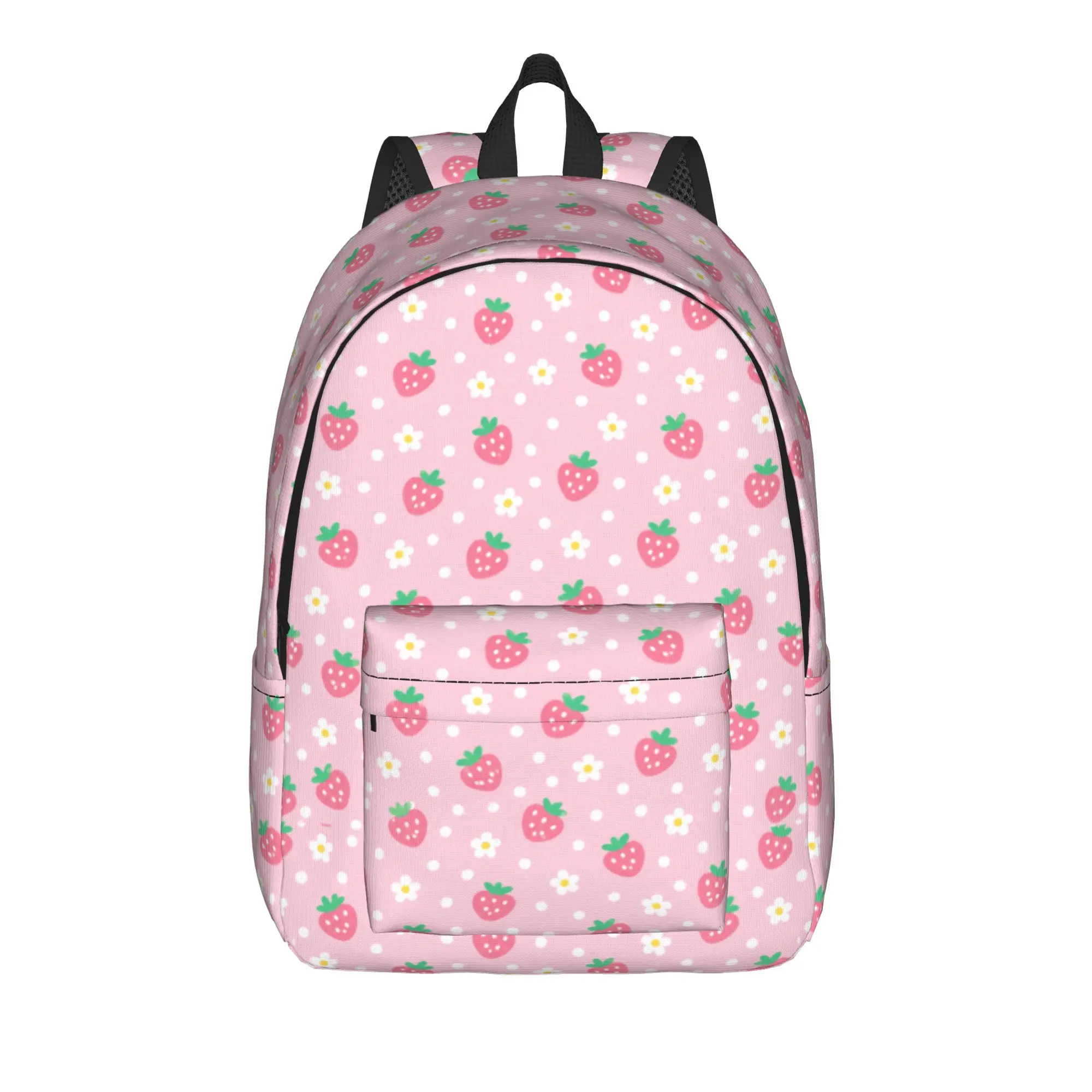Pink Strawberry Polka Dot Cute Kawaii Backpack  Workout Backpacks Women Casual High School Bags High Quality Breathable Rucksack