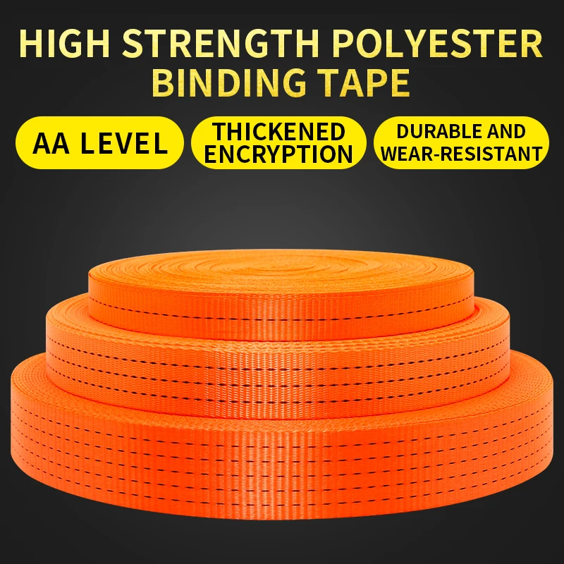 Truck Cargo Bundling Belt Brake Rope Trailer Rope Polyester Flat Belt Car Pulling Rope Sealing Belt Thickened And Wear-Resistant