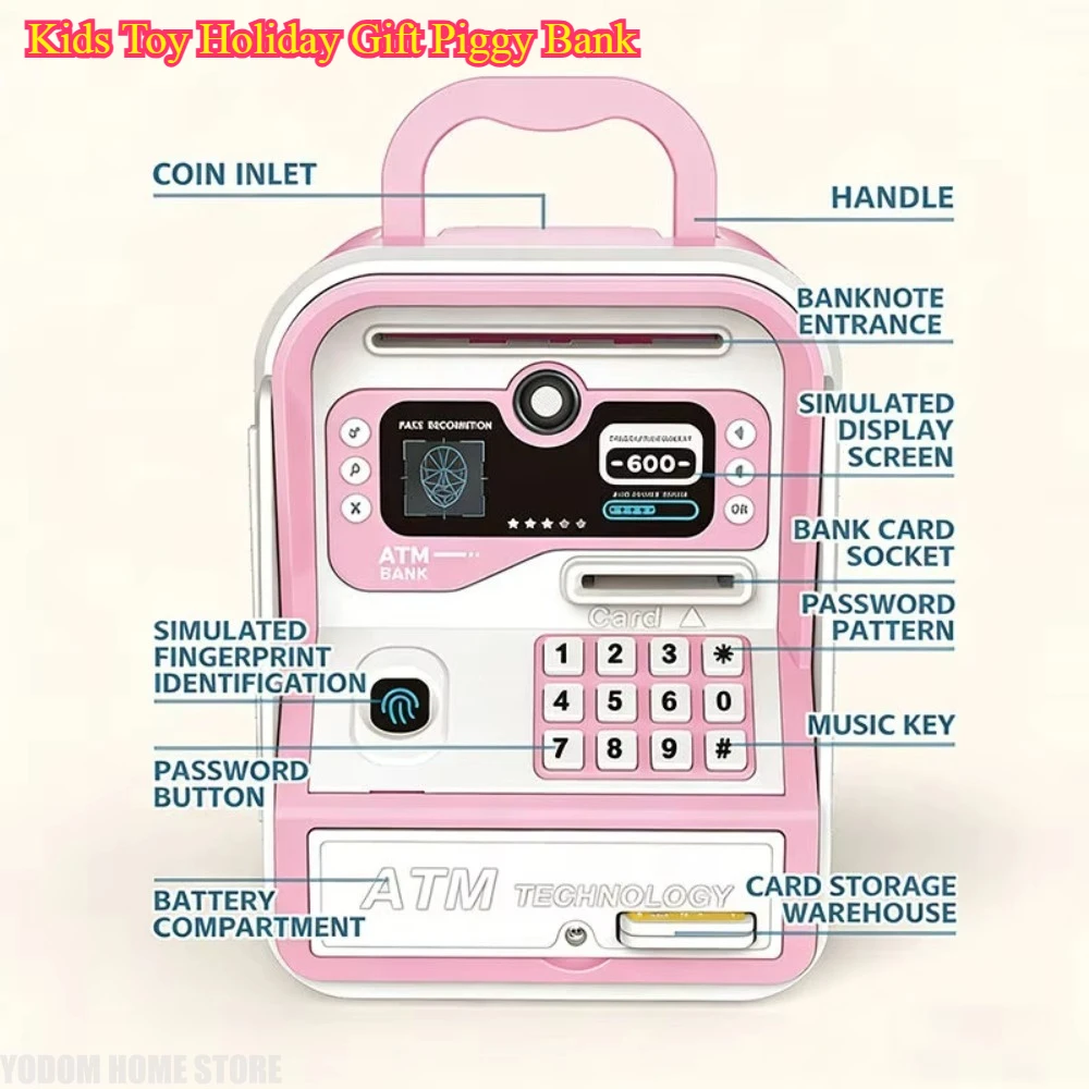 Kids Toy Holiday Gift Piggy Bank - Simulated ATM Password Learning Save Financial Management