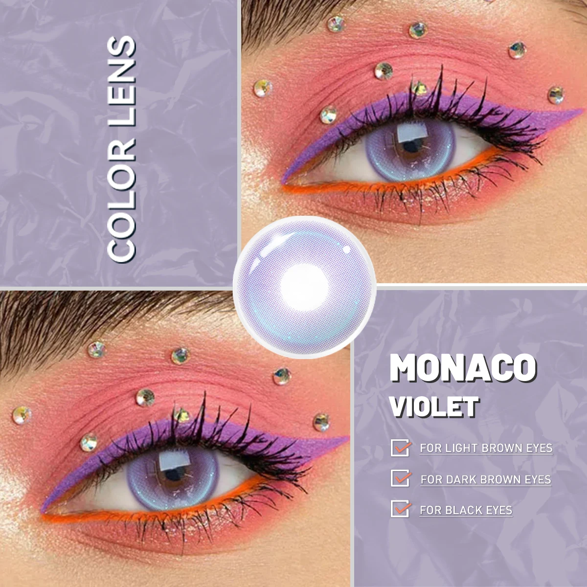 Visuashow 14,2mm Monaco Rot-Blaue Farbige Kontaktlinsen 1 Paar Halbjährige Mode-Schönheits-Farblinsen für Tägliches Party-Augen-Make-up – Detail 11