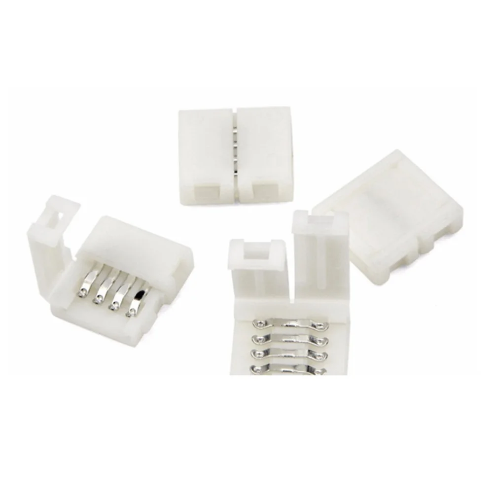10 peças 5050 4 pinos rgb tira de luz conector clipe fivela para adaptador de fita led fornecimento material abs iluminação flexível