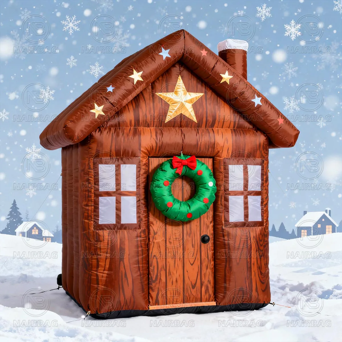 Novo design inflável santa grotto natal tenda inflável casa para decoração ao ar livre casa de gelo tenda de neve
