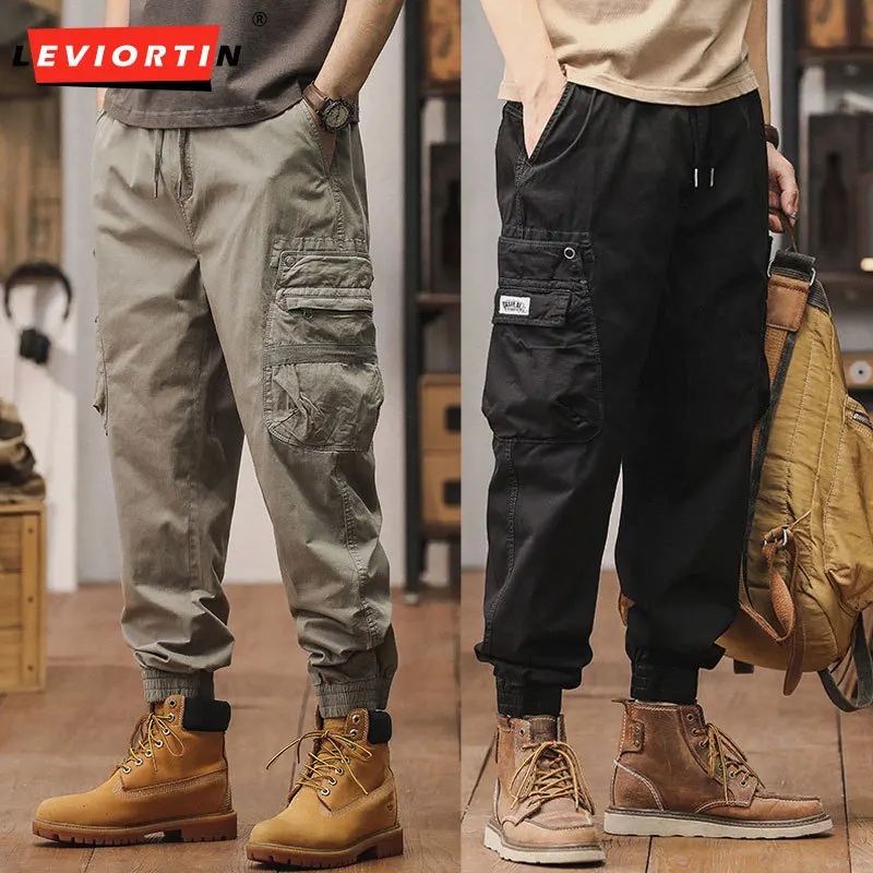 

Men's Vintage Jogger Cargo Pants Spring Summer New Fashion Casual Pants Plus Size Drawstring Elastic Waist Harem Pants