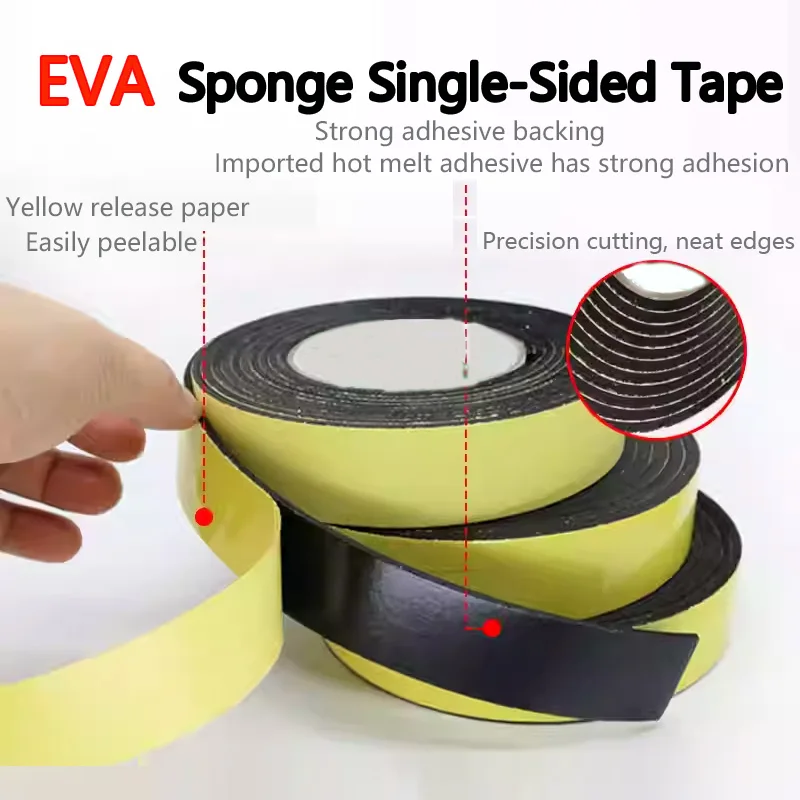 

Custom EVA foam single-sided adhesive black tape, high-density shock-absorbing foam, anti-vibration and collision damping pad, s