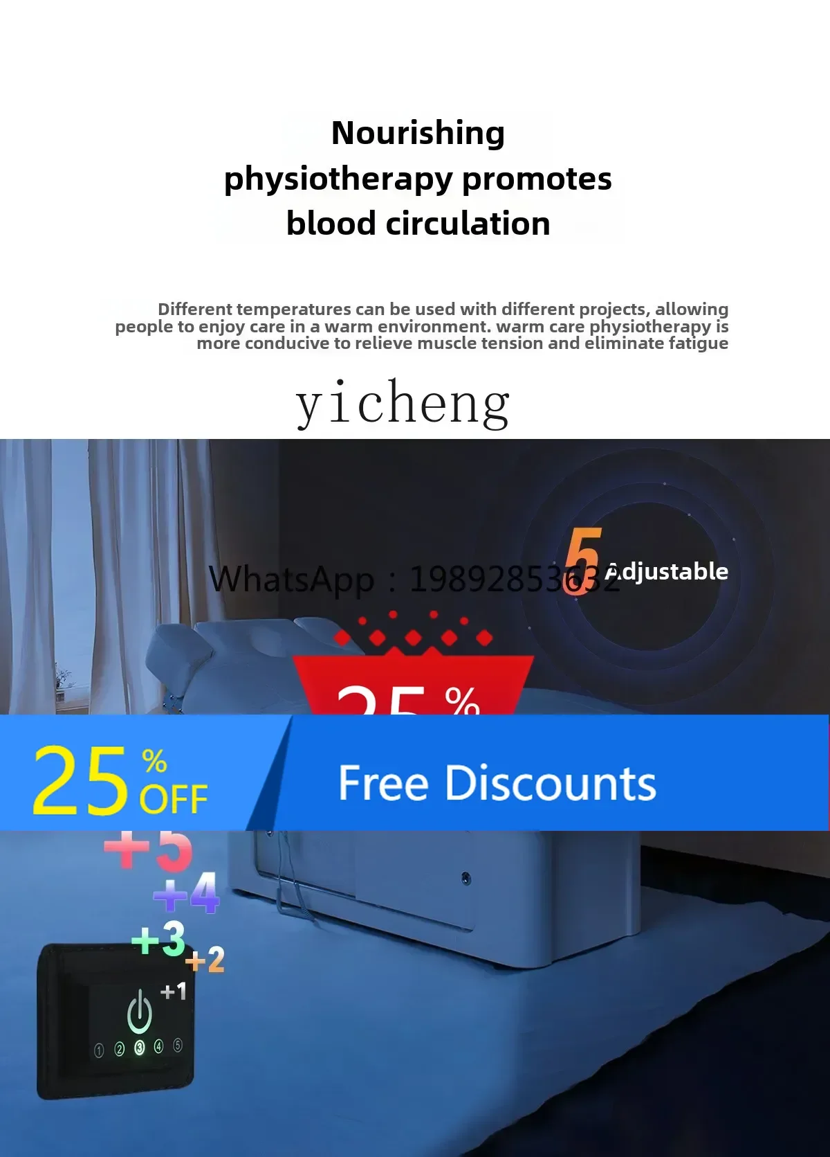 

AA Electric beauty bed latex massage beauty salon special with music bed lifting constant temperature treatment bed