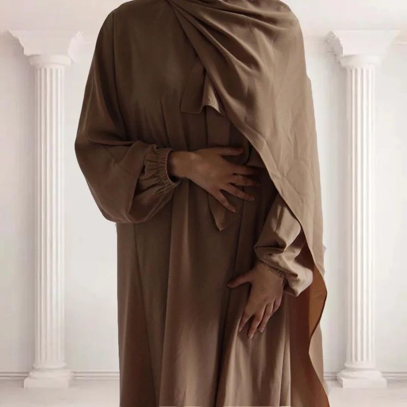 EID Muslim Sets Mode Abaya Casual grenzüberschreitendes Damenkleid, türkisfarbenes langes Kleid aus dem Nahen Osten mit Kopftuch-Kleidern
