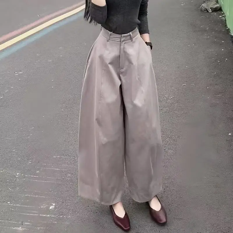 

Летние широкие брюки с карманами, свободные офисные женские брюки до щиколотки, повседневные женские брюки с высокой талией, темпераментные брюки