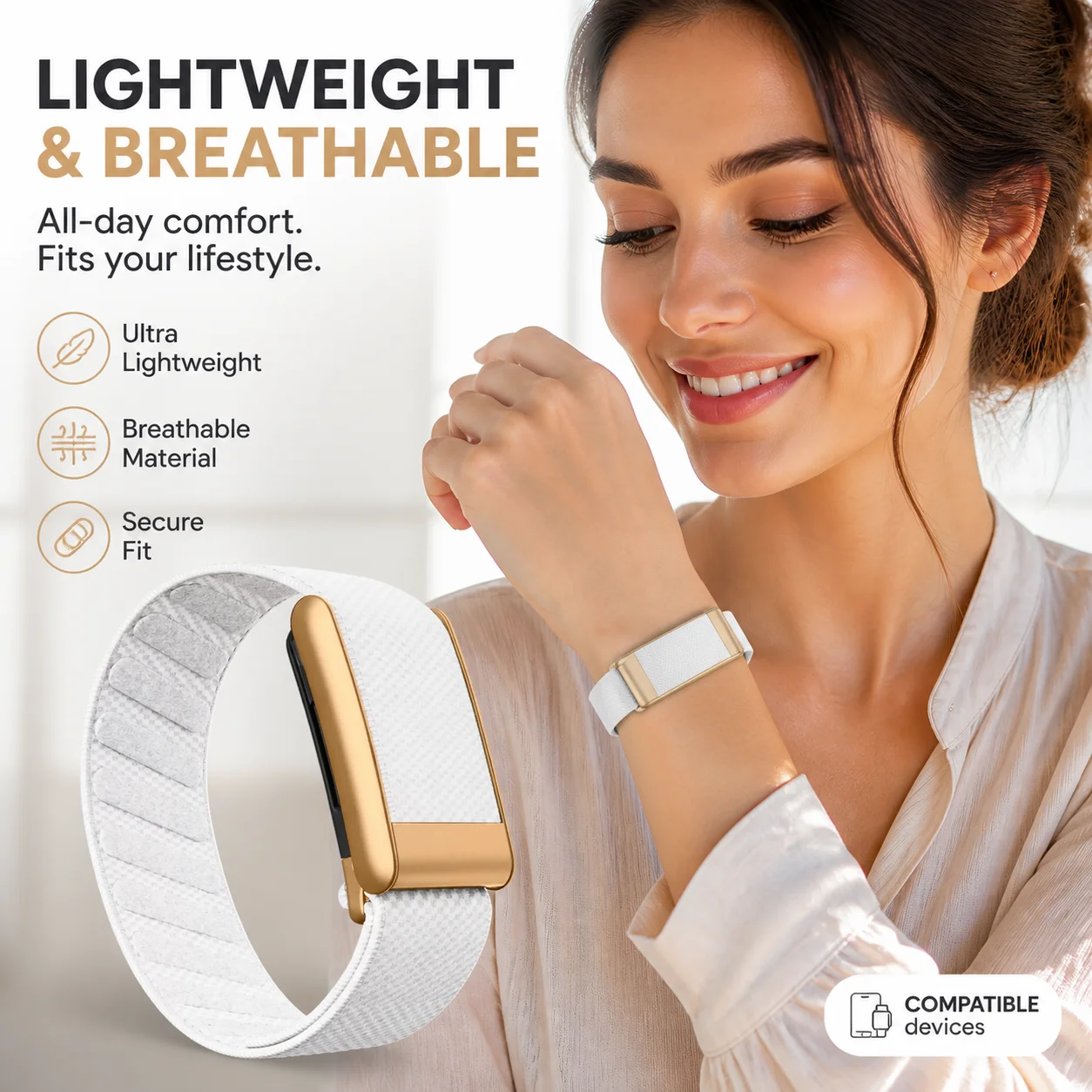 Whoop 5.0 MG Band Rose Gold U Frame Nylon Woven Elastic Sport Strap Replacement Wristband Fitness Tracker Accessories
