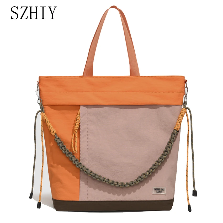

Waterproof Nylon Bag Women's Shoulder Bag Fashionable Designer Colorful Diagonal Cross Color Blocked Multi Pocket Student Bag