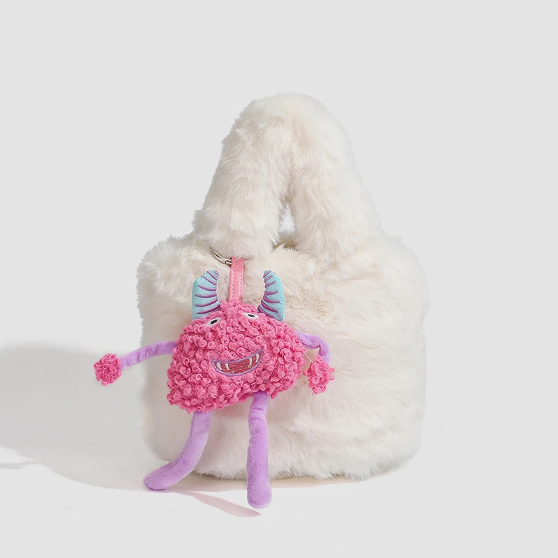 

Women's Cute Furry Pink Fluffy Crossbody Bag Luxurious Design Winter Soft Korean New Sle Casual Handbag Daily Use Faionable Buet